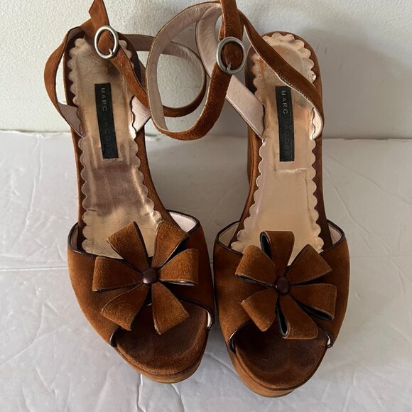 MARC JACOBS SUEDE DAISY PLATFORM WEDGE SHOES SIZE 7 US - Picture 2 of 7